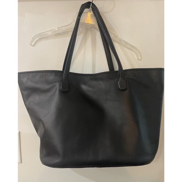 NEW J.Crew Berkeley Large Black Leather Tote Bag Satchel Shopper Pocket Ret $248 - Picture 2 of 9